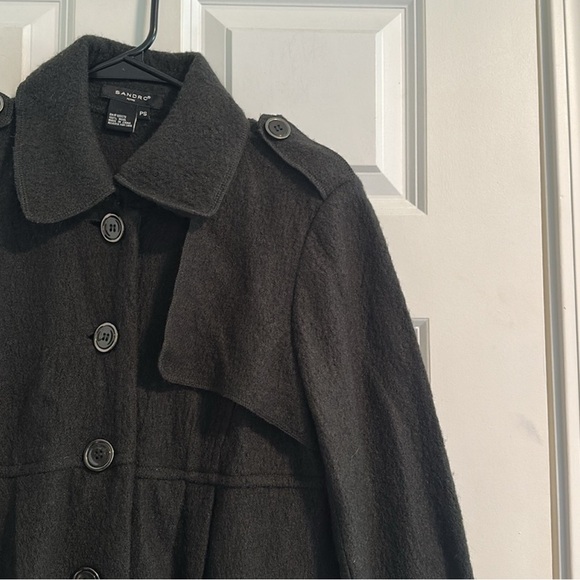 Sandro Wool Peplum Military Jacket Size Small Petite - Picture 3 of 12